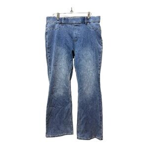 Soft Surroundings Petite Pull On Jeans PL Stretch Denim Slight Flare